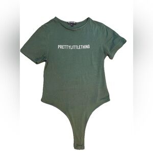 Pretty Little Thing Body Suite Womens Size XL Forest Green Short Sleeve